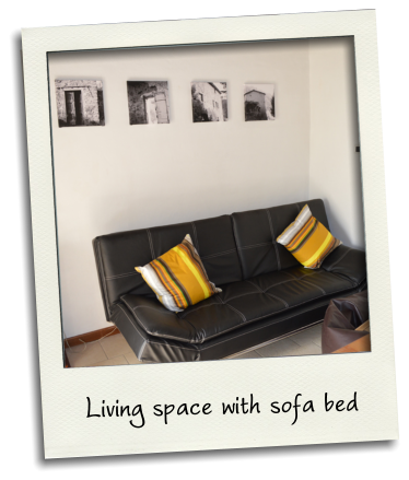 Living space with sofa bed